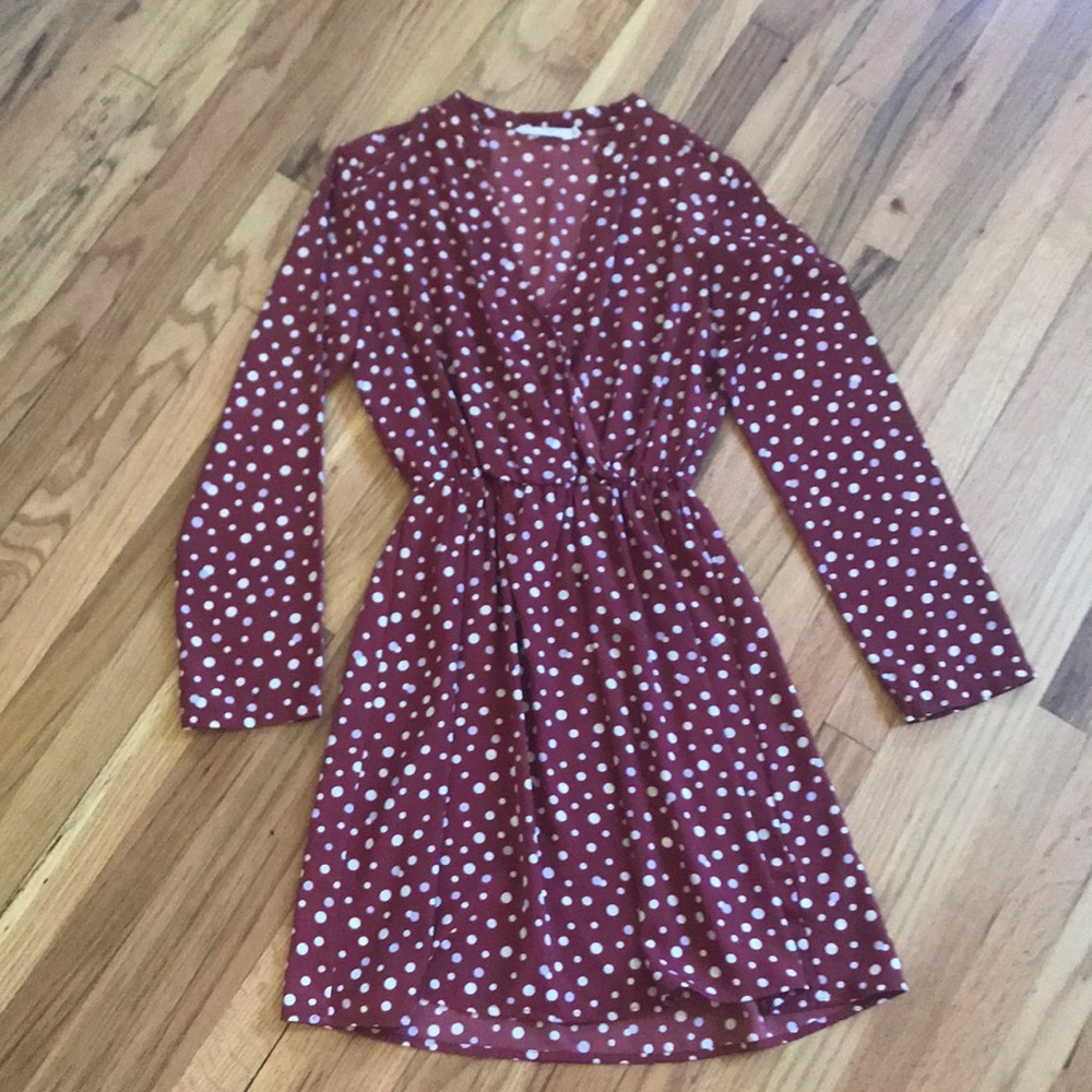 Nordstroms All in Favor dark red polka dot dress